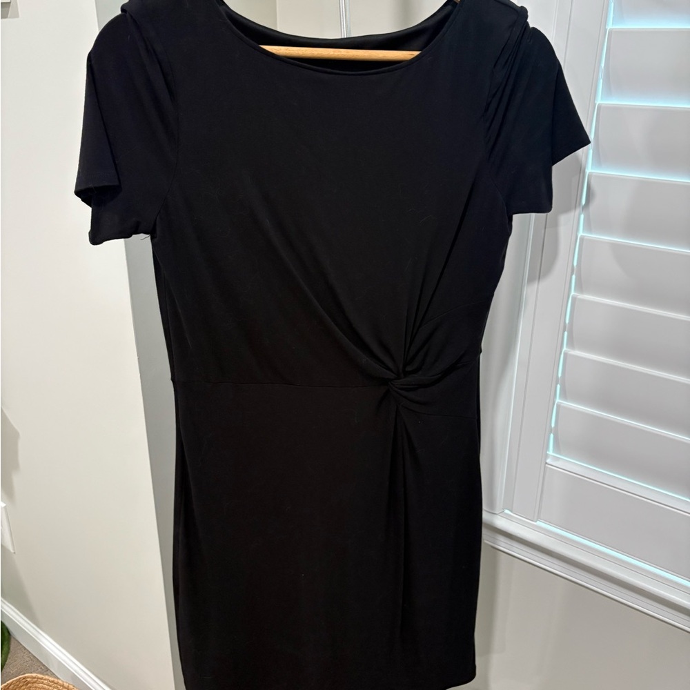 Black Twist-Front Short Sleeve Dress - White House black market